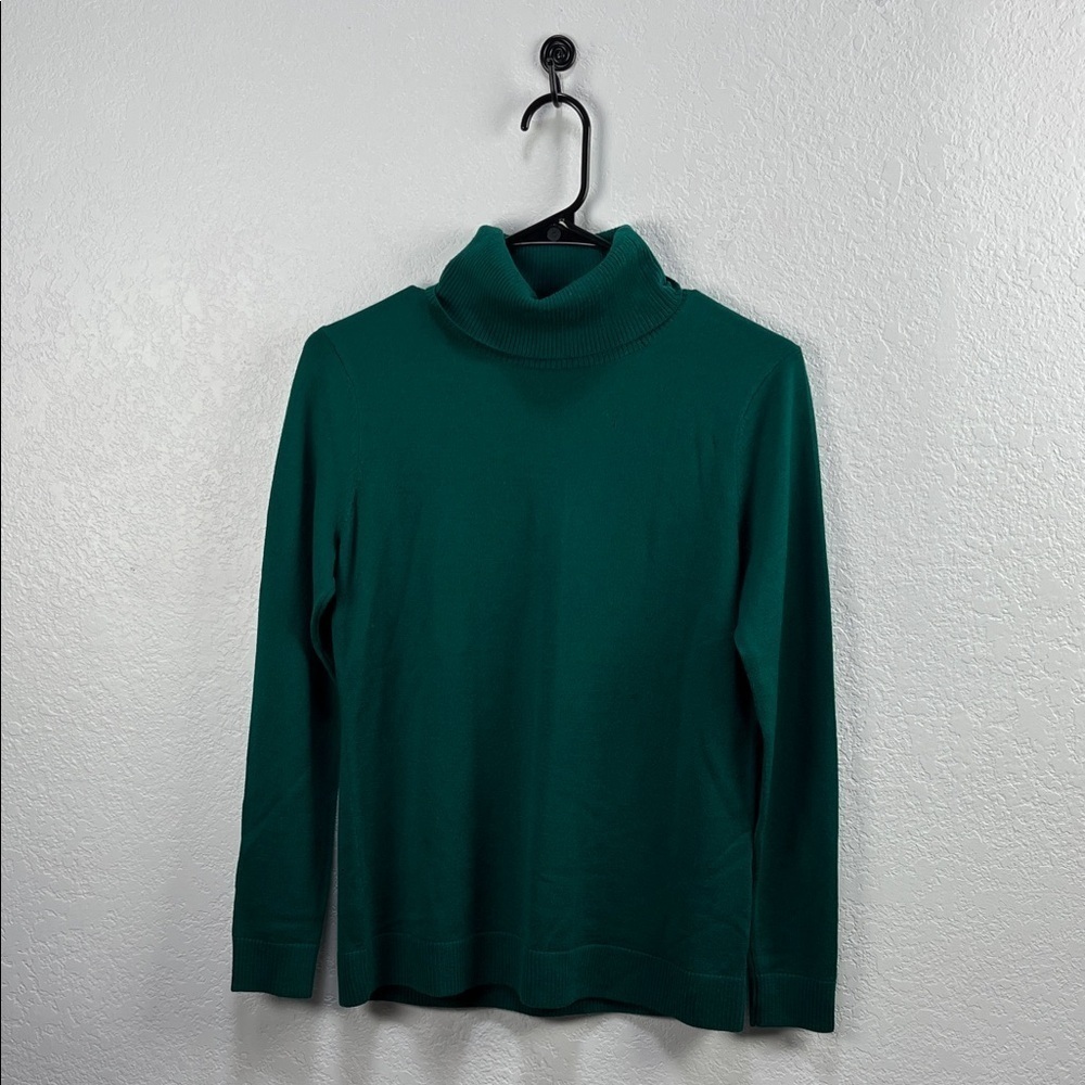 Pendleton Women Sweater Petite Green Wool Blend Turtle Neck  Pullover thrashed